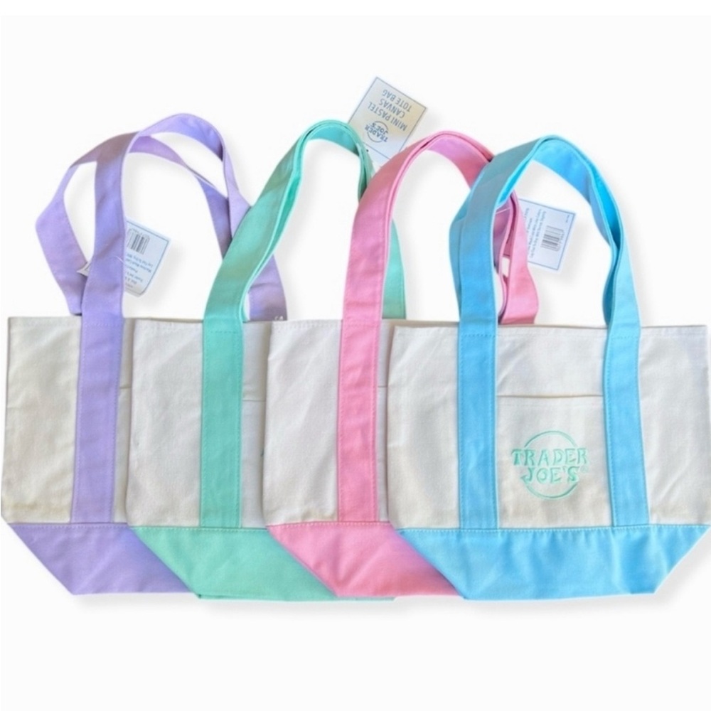 NWT SPRING Trader Joe's Canvas Tote Bag Set